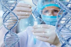 Analyse ADN en laboratoire par un scientifique